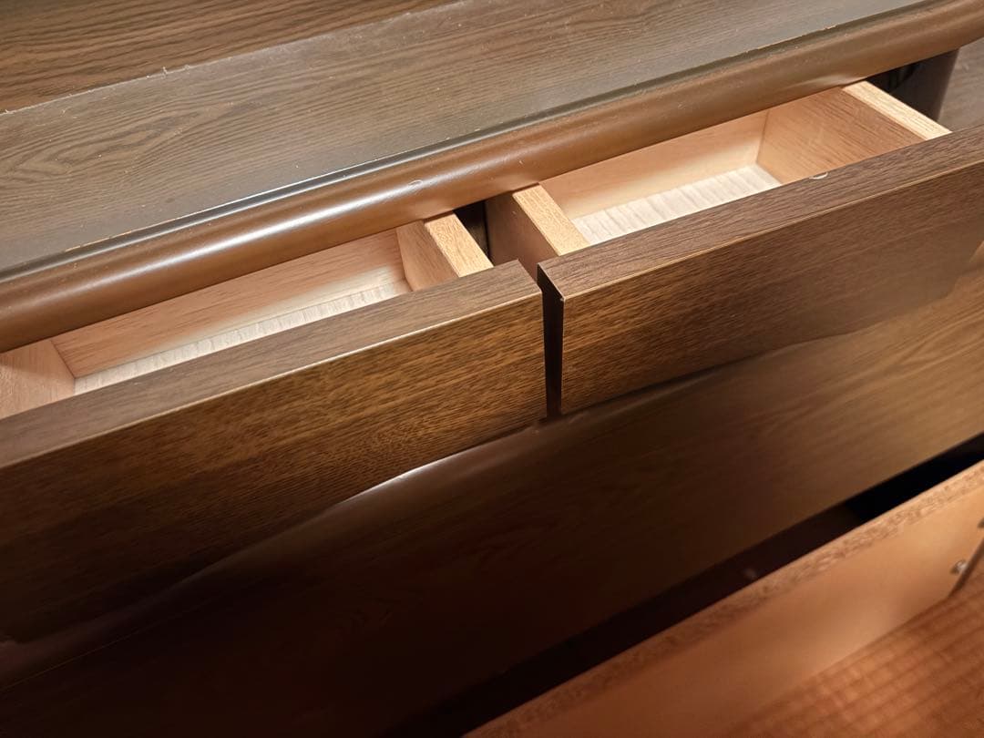 木製ブラウン引き出し付きベッドフレーム