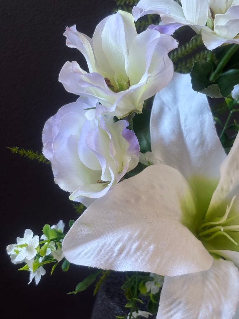 アーティフィシャルフラワー仏花　一対　お彼岸　お墓　仏壇　白　一回忌