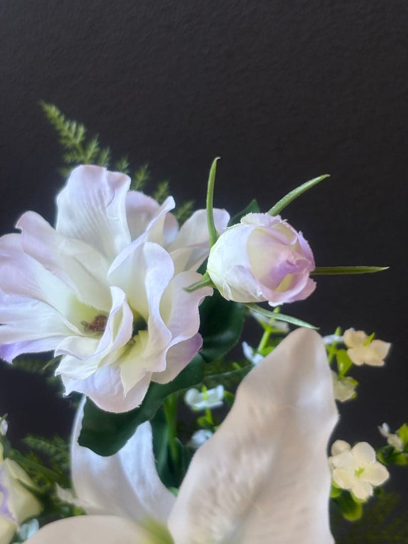 アーティフィシャルフラワー仏花　一対　お彼岸　お墓　仏壇　白　一回忌