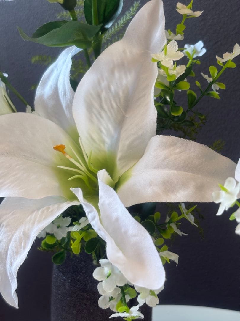 アーティフィシャルフラワー仏花　一対　お彼岸　お墓　仏壇　白　一回忌