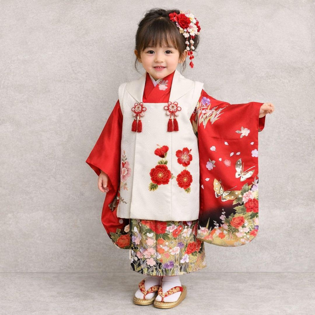 ◎mk-3379　七五三　女の子　着物　3歳　　12-10