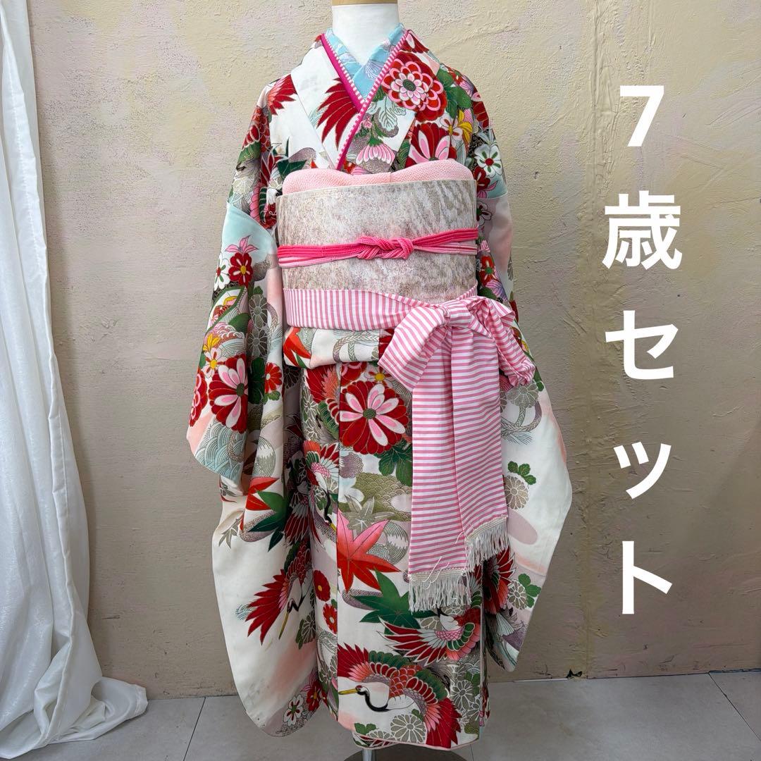 No.k005七五三 7歳 着物 フルセット レトロ柄