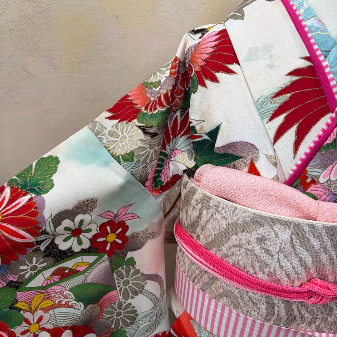 No.k005七五三 7歳 着物 フルセット レトロ柄