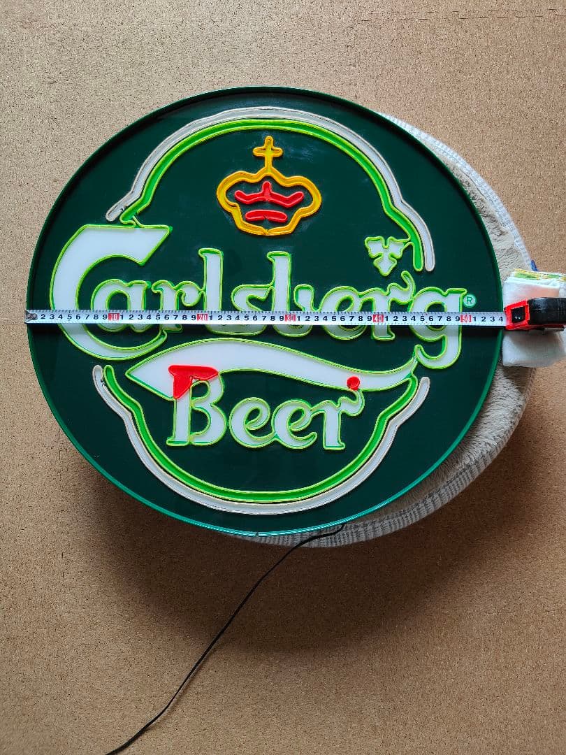 希少　Carlsberg　カールスバーグネオン看板　照明看板　φ54cm