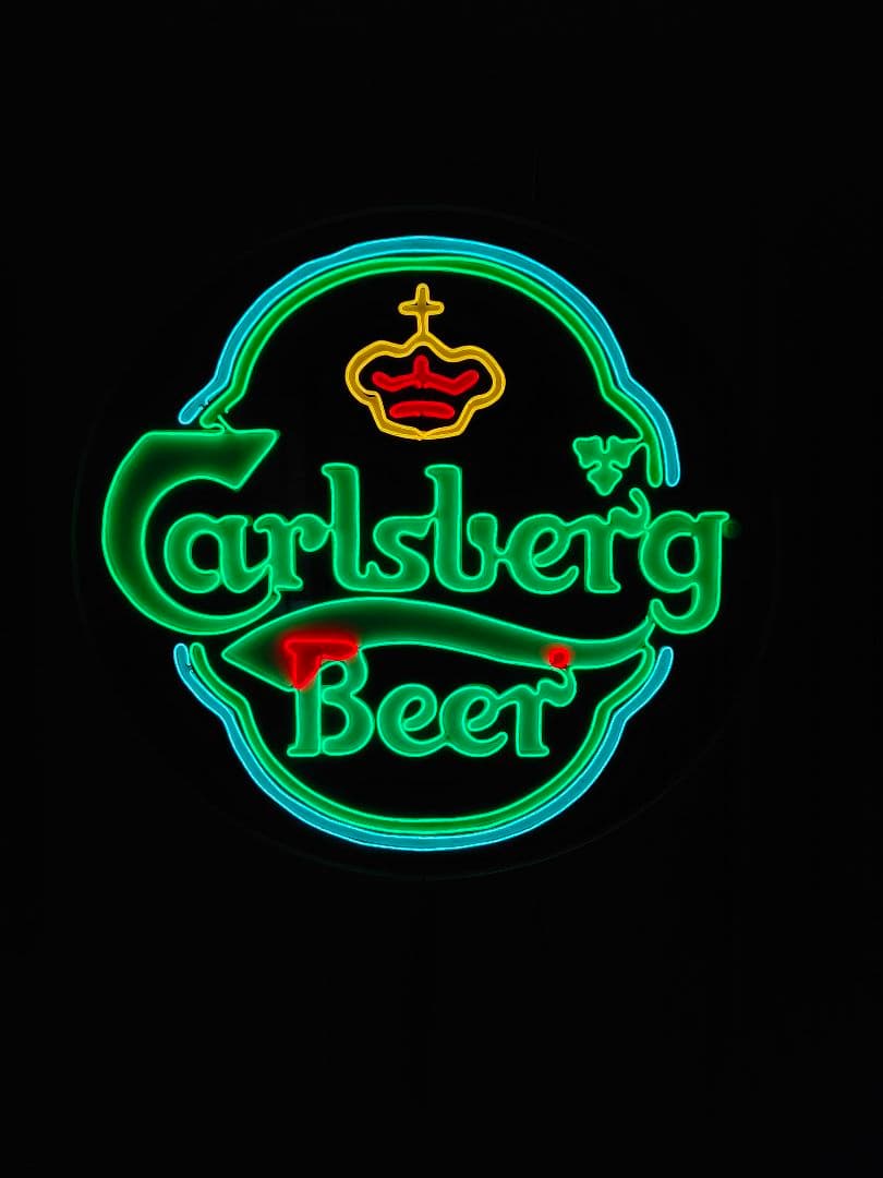 希少　Carlsberg　カールスバーグネオン看板　照明看板　φ54cm