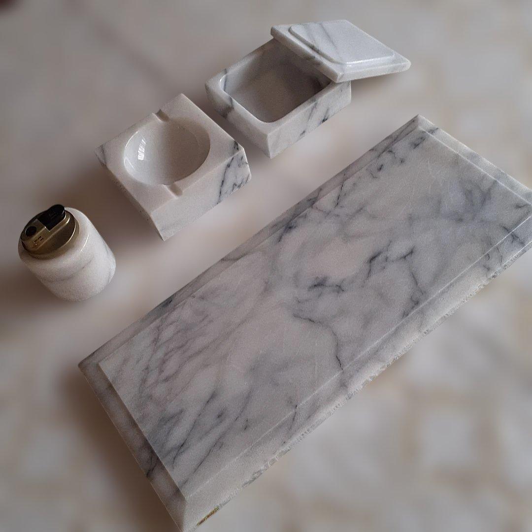 超希少　大理石 応接セット 灰皿 ライター 煙草入れ プレート 4点セット