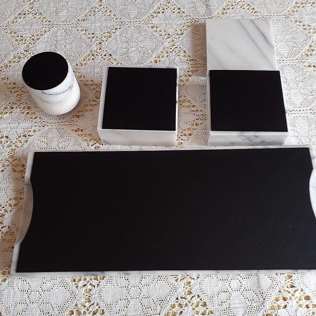 超希少　大理石 応接セット 灰皿 ライター 煙草入れ プレート 4点セット