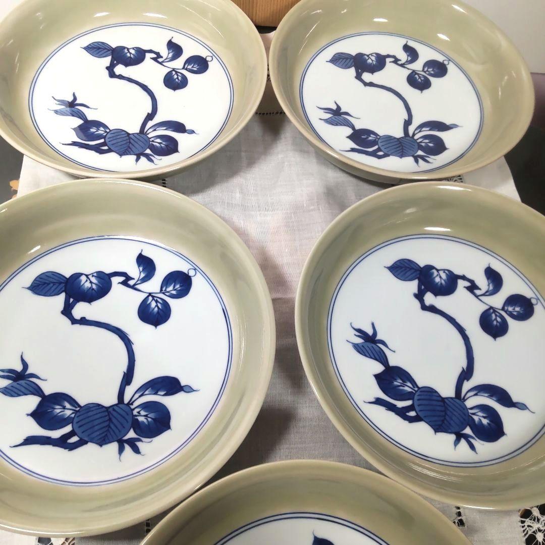 源右衛門 染付 ティファニー コラボ 古伊万里 5枚 カレー皿 深皿 木箱