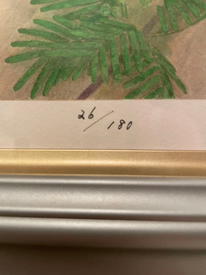 上村松篁 「燦雨」 リトグラフ 落款・エディション・証明書シール有