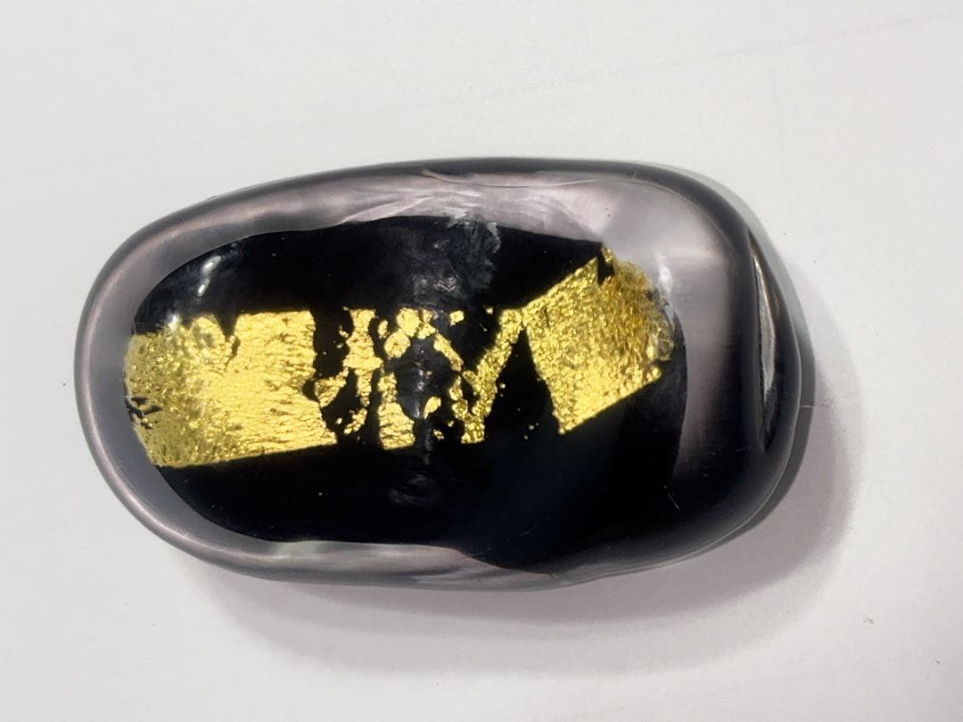 超美形　黒と金　上野良樹作金箔硝子箸置5個セット