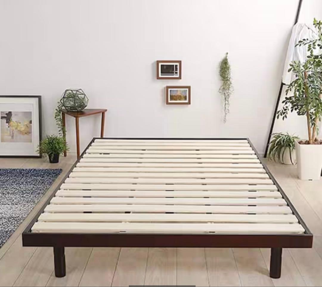 天然木3段階　脚高さ調整　セミダブル　ヘッドレス　すのこベッド