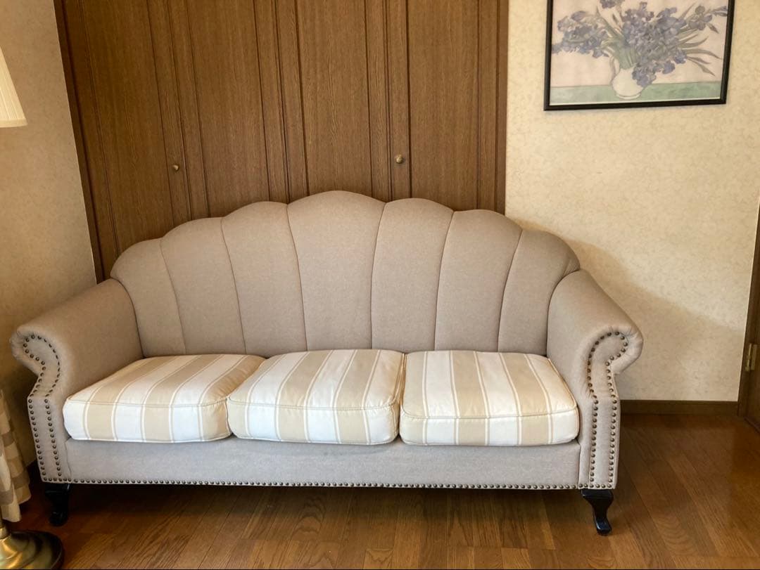 【美品】SHELLFA フレンチヨーロピアンソファー 3人掛け　引取り