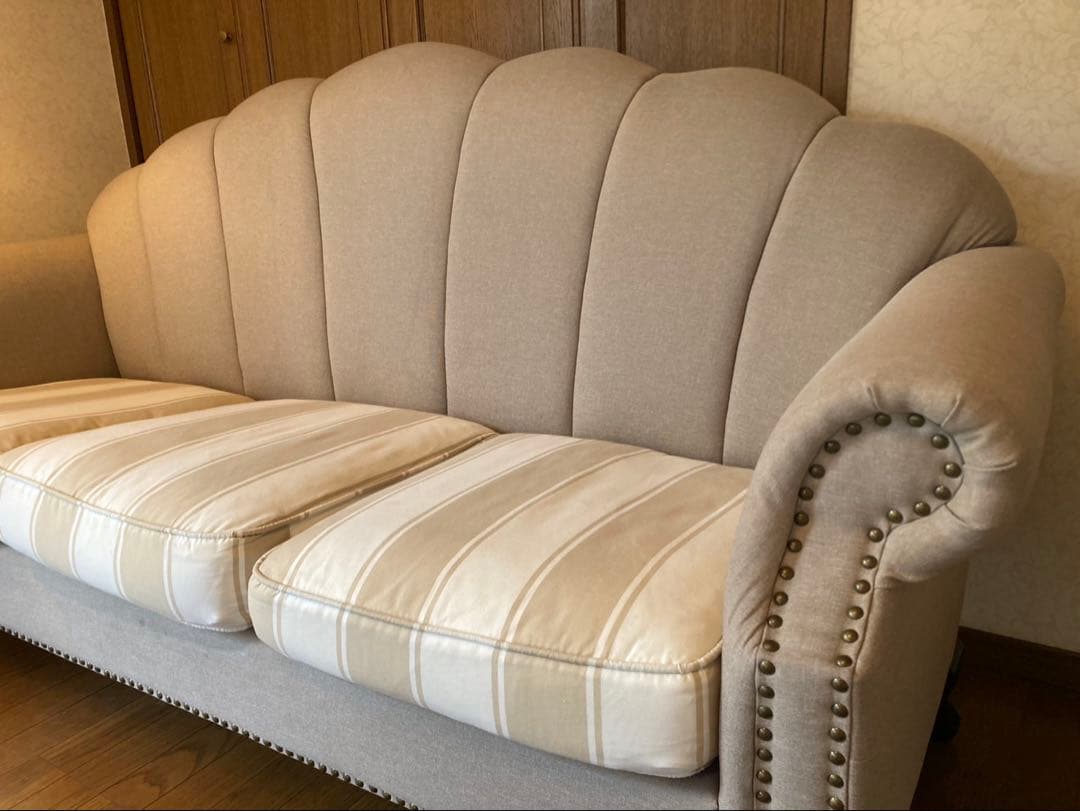 【美品】SHELLFA フレンチヨーロピアンソファー 3人掛け　引取り