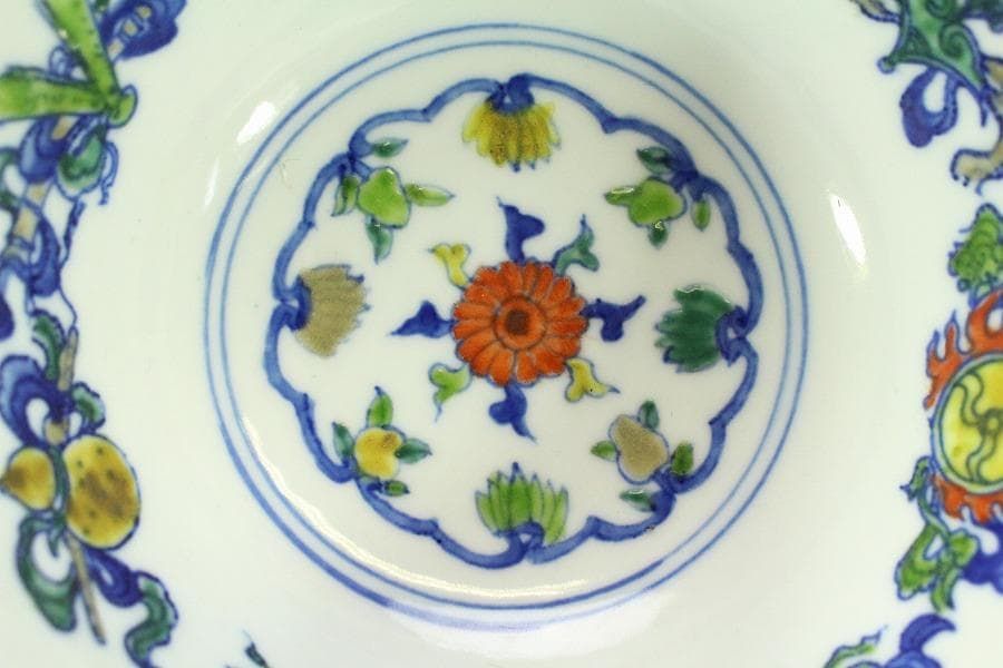 中国美術 色絵 花鳥紋 題詞 瑠璃遊台 碗 雍正年製(LC258) - メルカリ