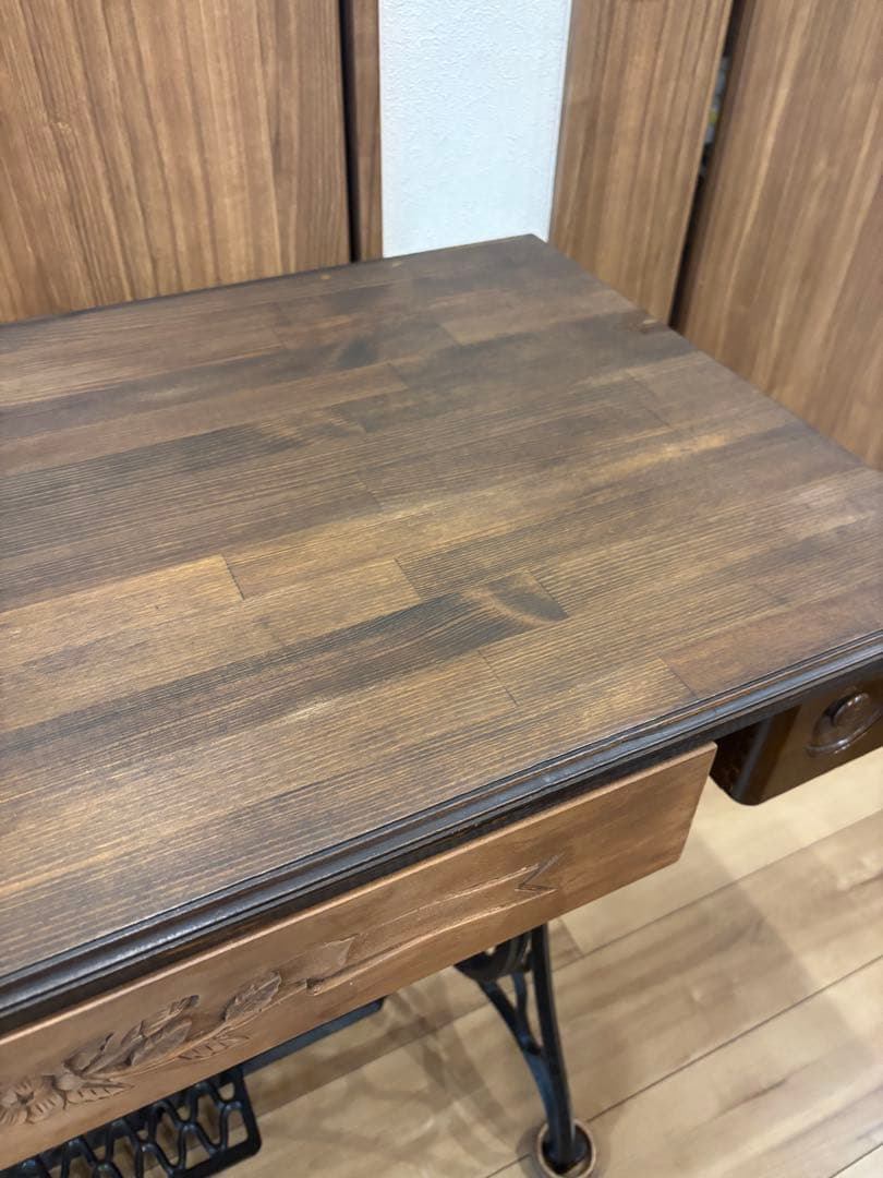 工業用singer網脚テーブル　引き出し付き