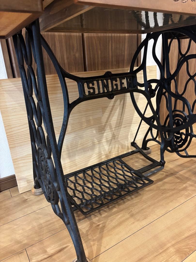 工業用singer網脚テーブル　引き出し付き