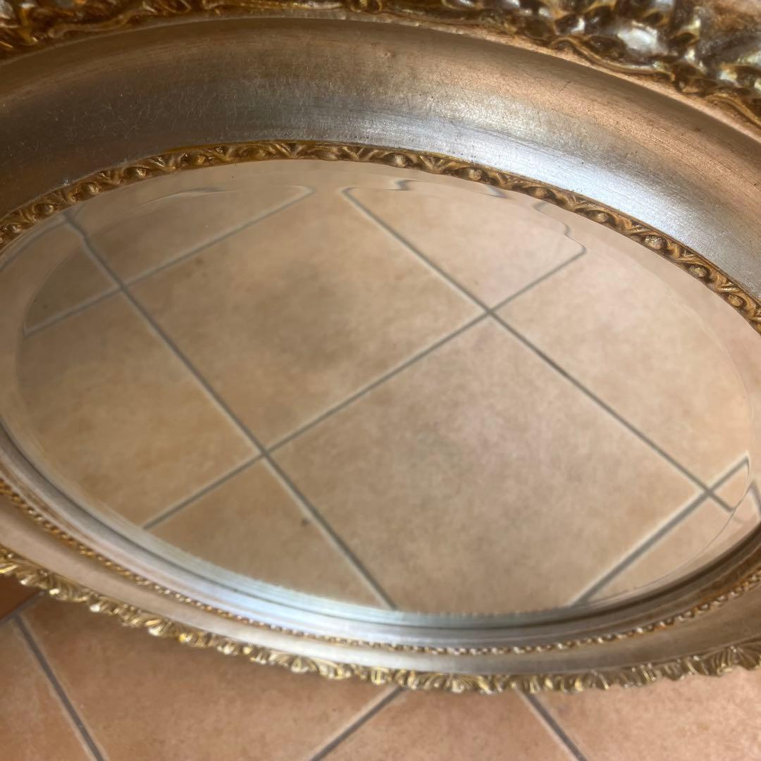 イタリア製　アンティーク調　ラウンドミラー 鏡　ウォールミラー　鏡　ヴィンテージ