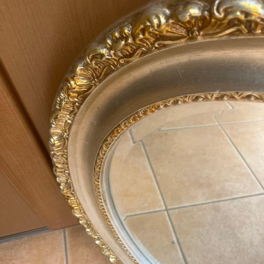イタリア製　アンティーク調　ラウンドミラー 鏡　ウォールミラー　鏡　ヴィンテージ