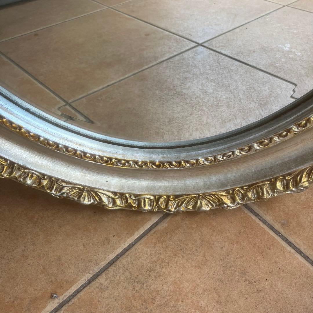 イタリア製　アンティーク調　ラウンドミラー 鏡　ウォールミラー　鏡　ヴィンテージ