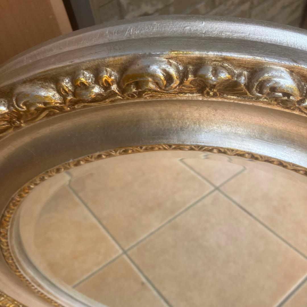 イタリア製　アンティーク調　ラウンドミラー 鏡　ウォールミラー　鏡　ヴィンテージ