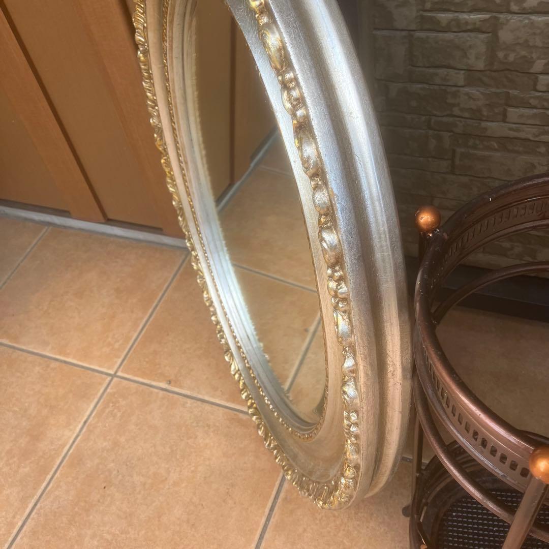イタリア製　アンティーク調　ラウンドミラー 鏡　ウォールミラー　鏡　ヴィンテージ