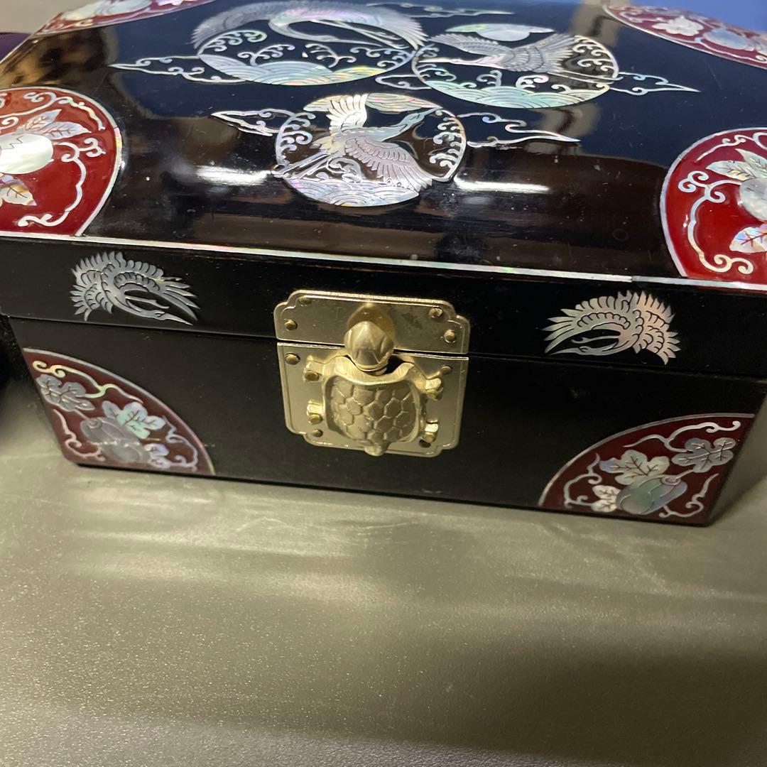 漆器箱 黒と赤の象嵌細工 小型 - メルカリ