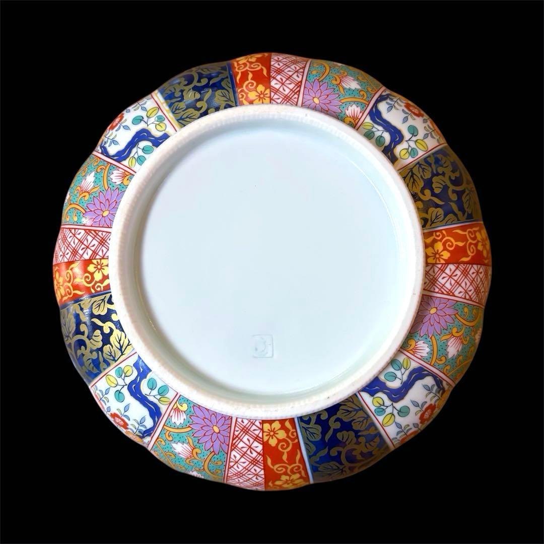 【美品】有田焼　清秀　元禄古伊万里　大鉢　輪花盛鉢　金彩色絵染錦　深皿　金襴手