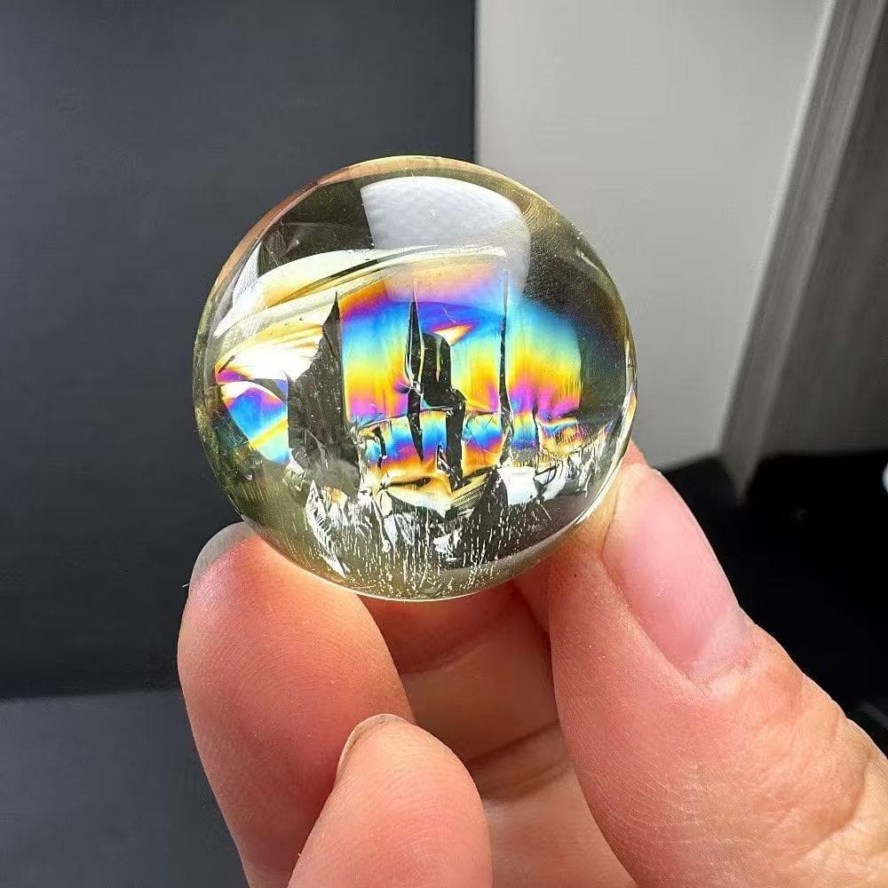 AAAA級金運UPレインボー天然シトリン丸玉B0113/YS/6001/169C