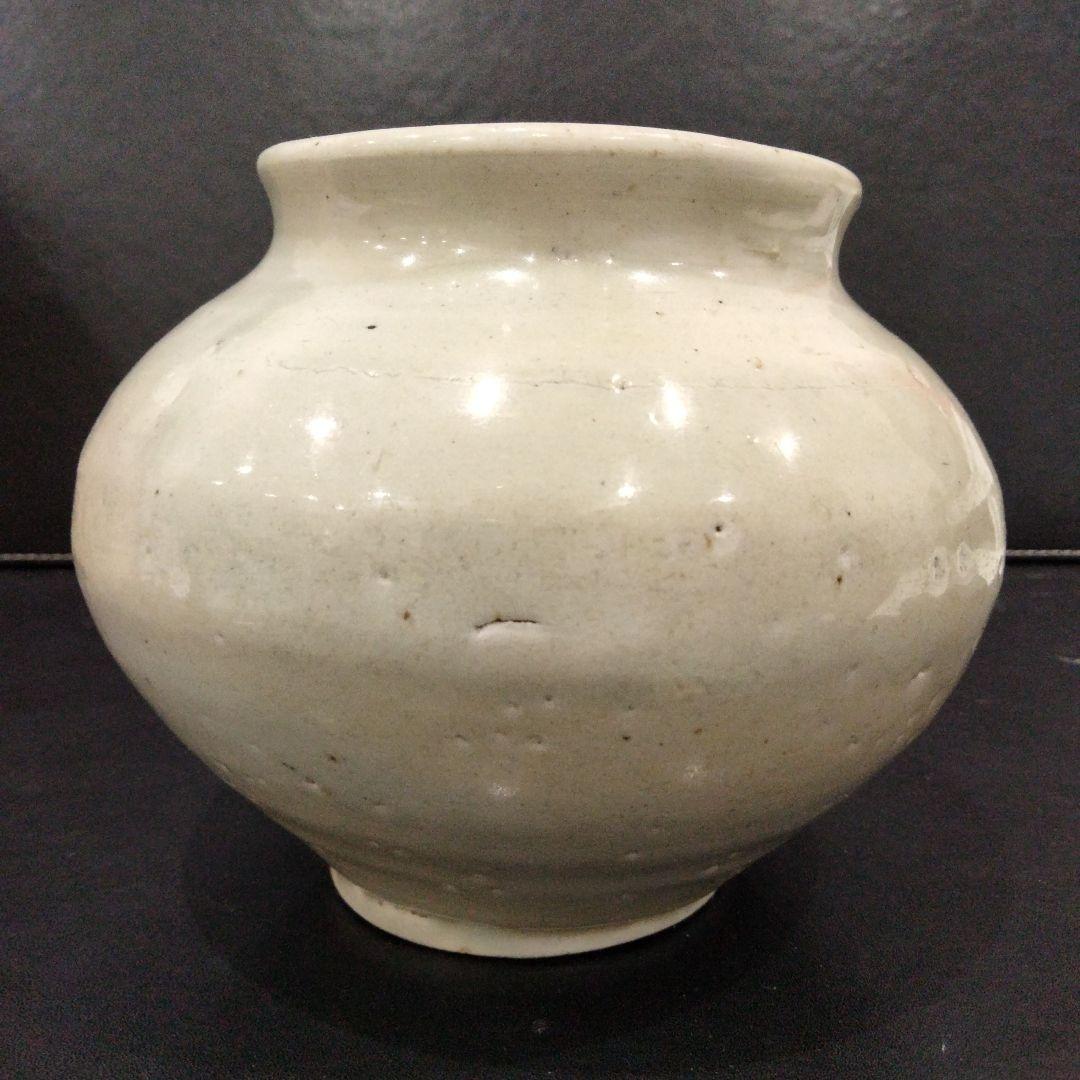 B258　時代古作 李朝 白磁 提灯壷 高さ11.5㎝ 箱付 朝鮮美術　E