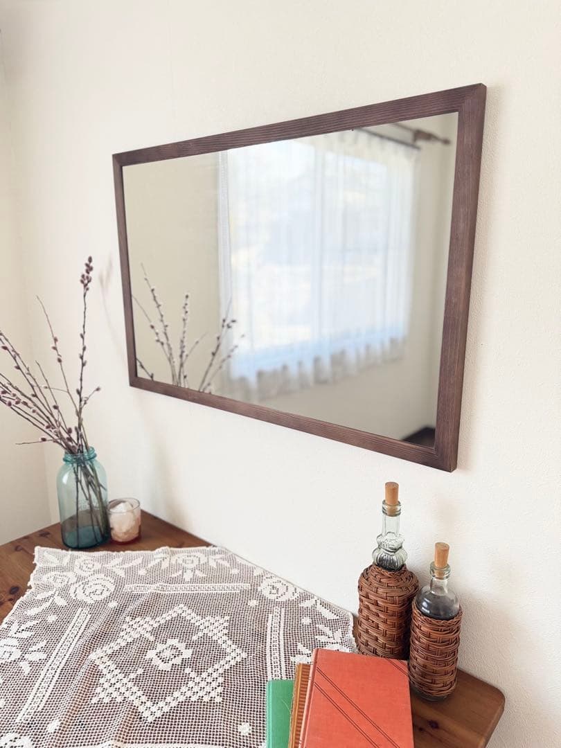 【日本製】　フラット　アンティーク調ミラー