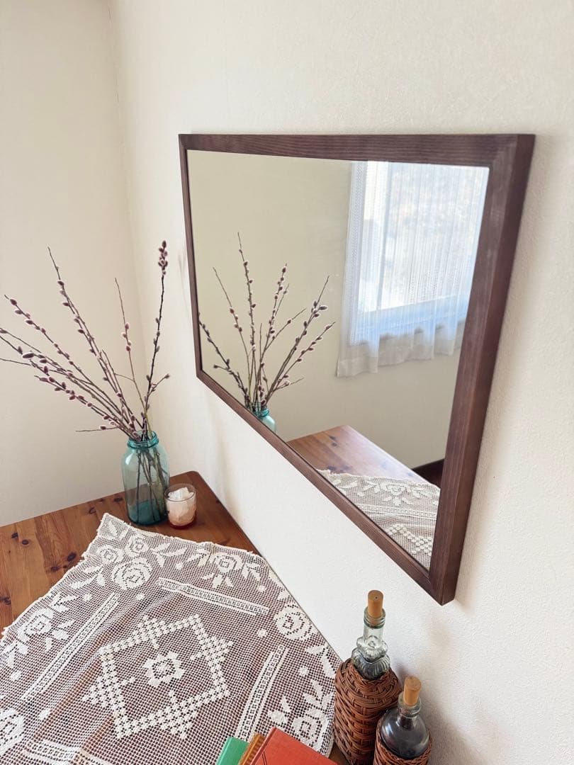 【日本製】　フラット　アンティーク調ミラー