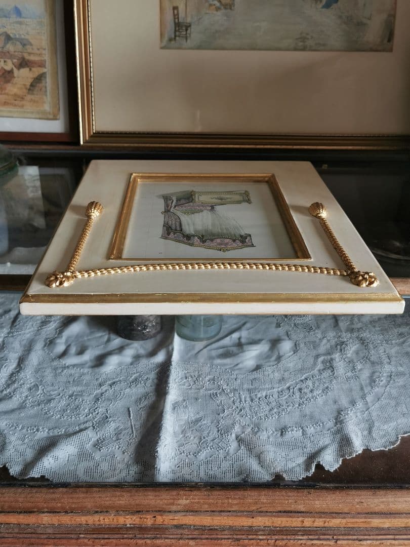 アンティークフランス ルイ16世式天蓋ベッド イタリア額装 マリー