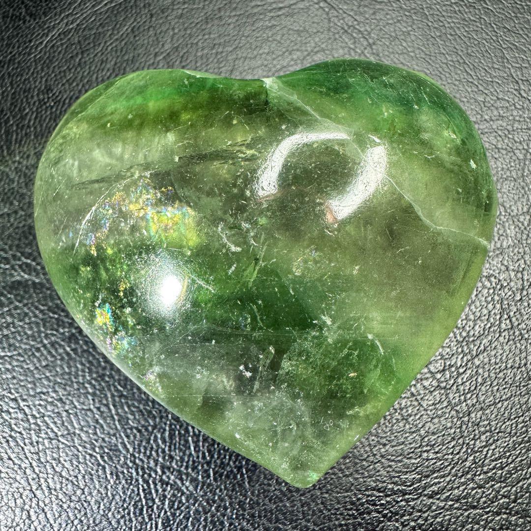 爆アレ❗️レインボー☆グリーンフローライト♡ハート♡ 蛍石パワーストーンA1189