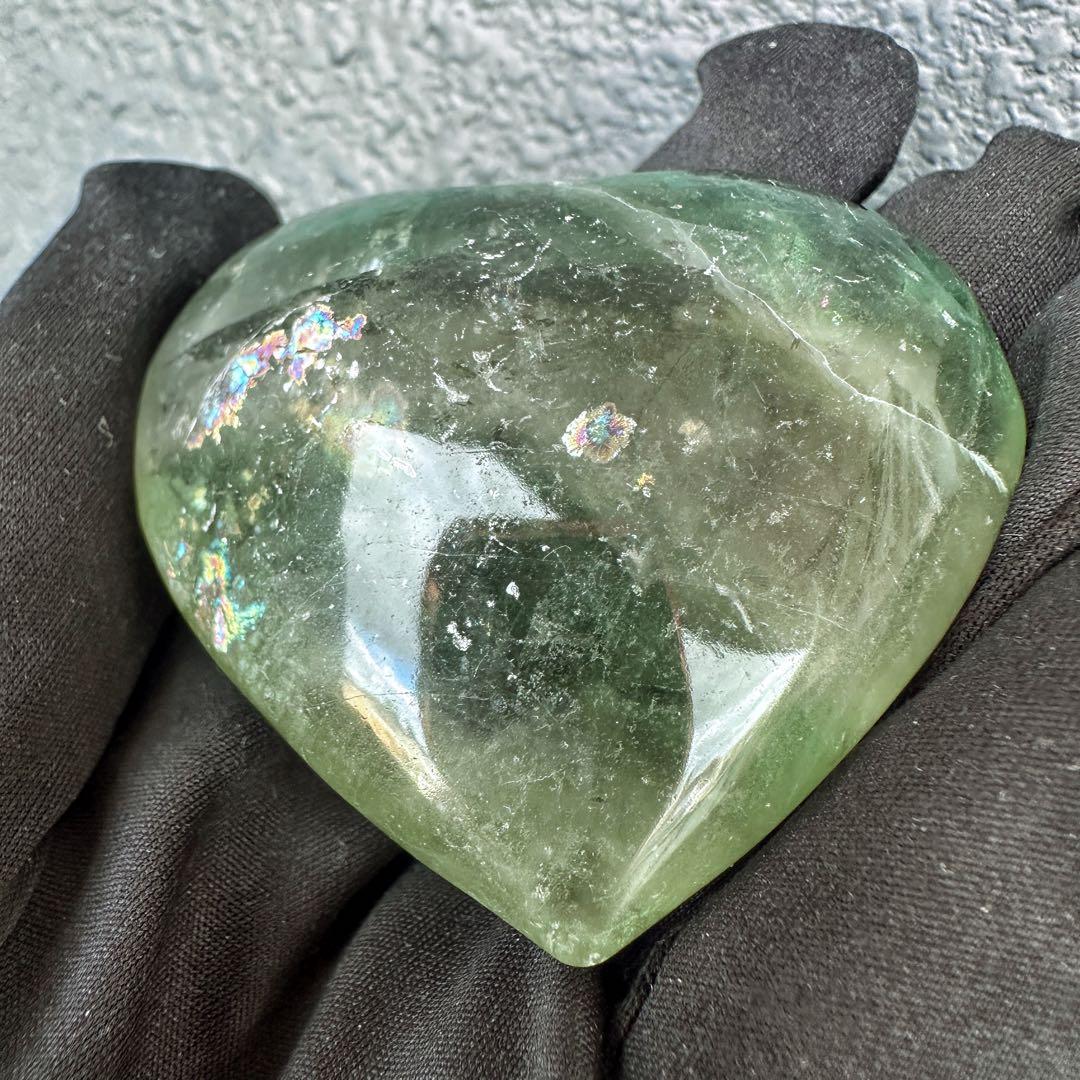 爆アレ❗️レインボー☆グリーンフローライト♡ハート♡ 蛍石パワーストーンA1189