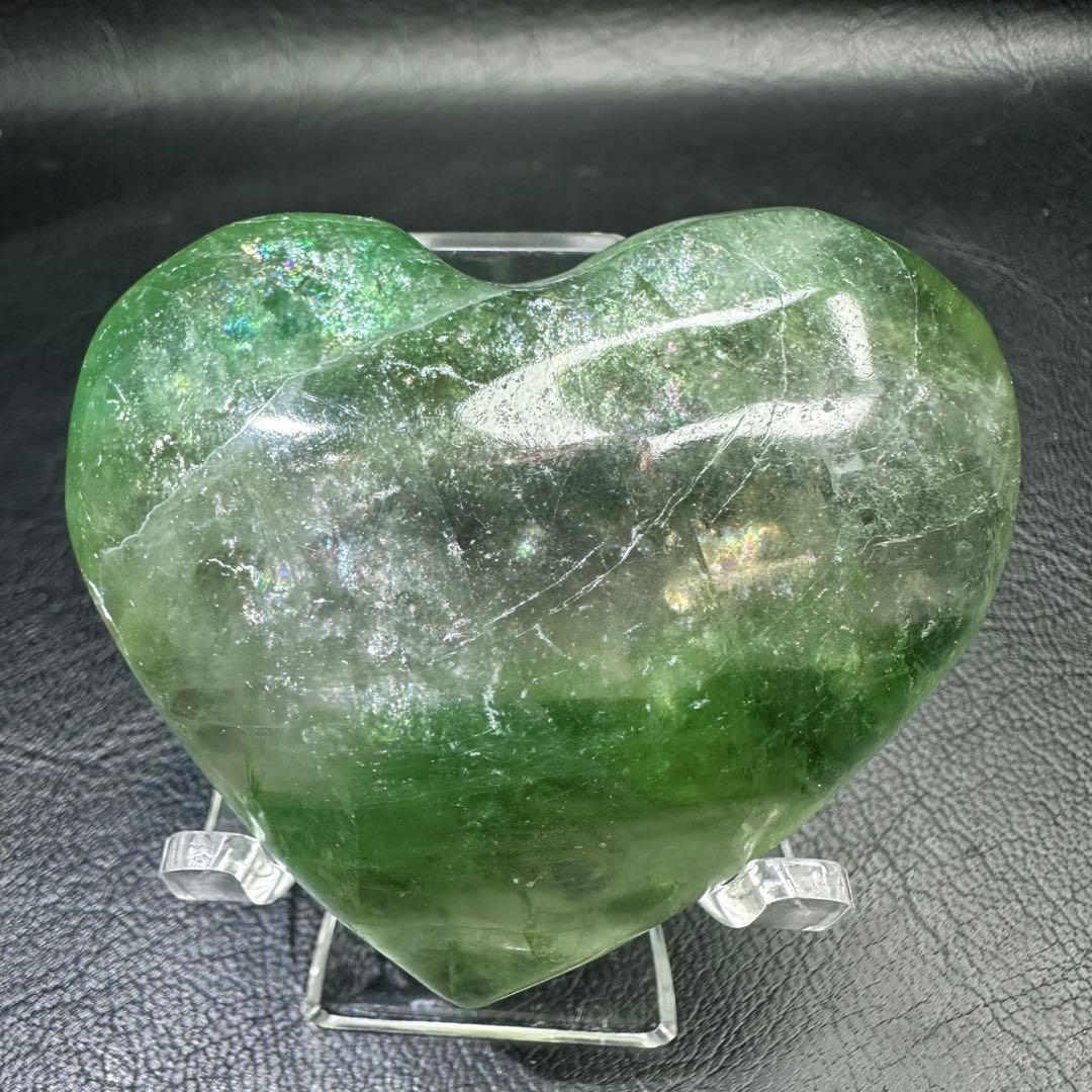 爆アレ❗️レインボー☆グリーンフローライト♡ハート♡ 蛍石パワーストーンA1189