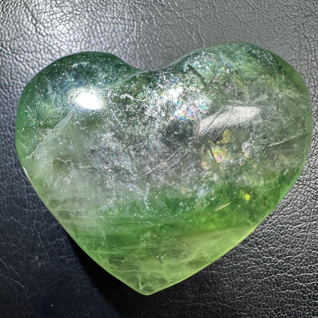 爆アレ❗️レインボー☆グリーンフローライト♡ハート♡ 蛍石パワーストーンA1189