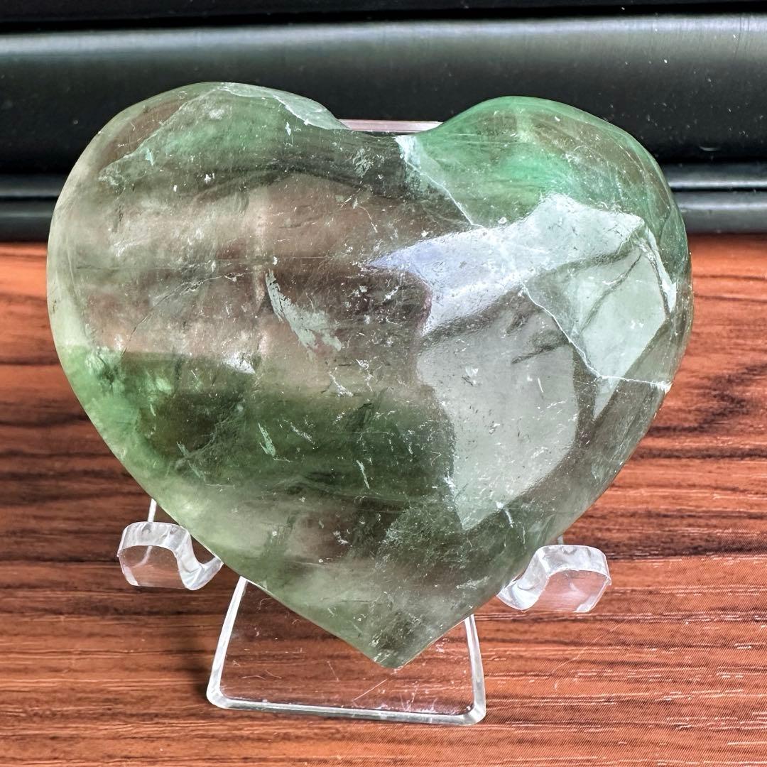 爆アレ❗️レインボー☆グリーンフローライト♡ハート♡ 蛍石パワーストーンA1189