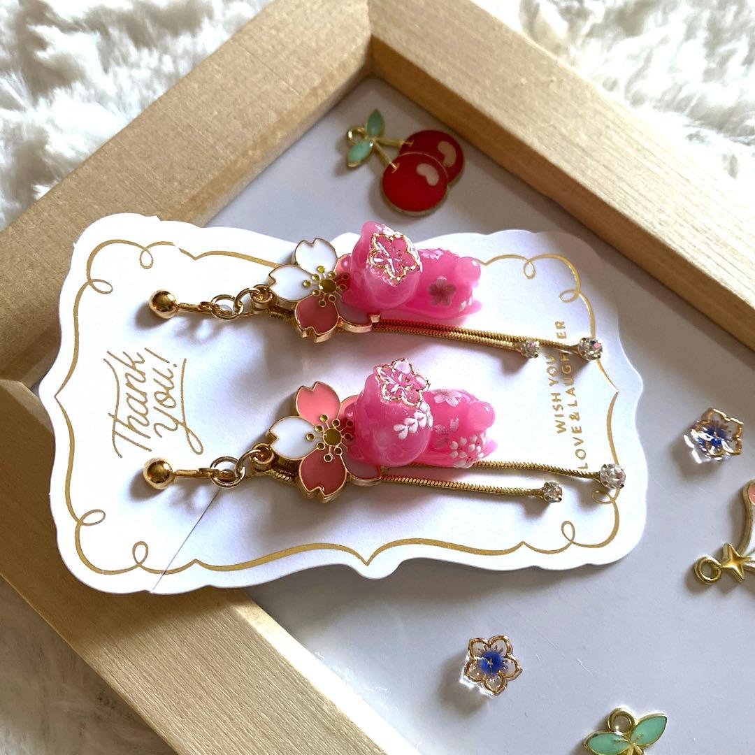 ☆桜いっぱいSpring猫ちゃんイヤリング☆