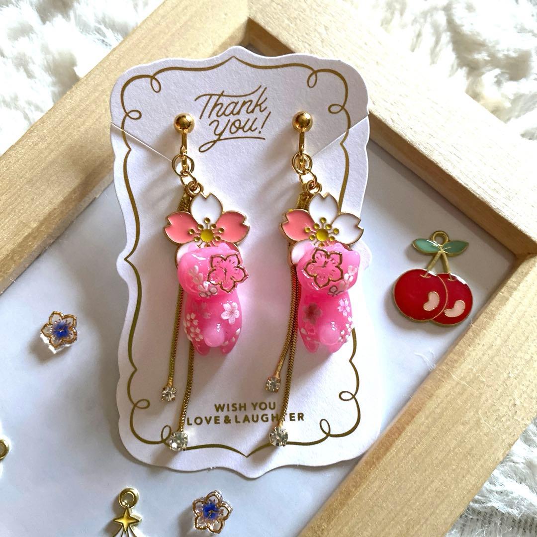 ☆桜いっぱいSpring猫ちゃんイヤリング☆