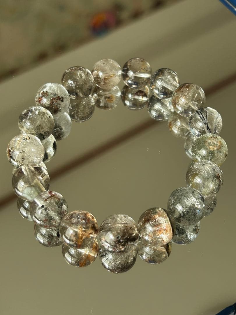 高品質 針たっぷり ガーデンルチルクォーツ ブレスレット 12mm 内径17cm