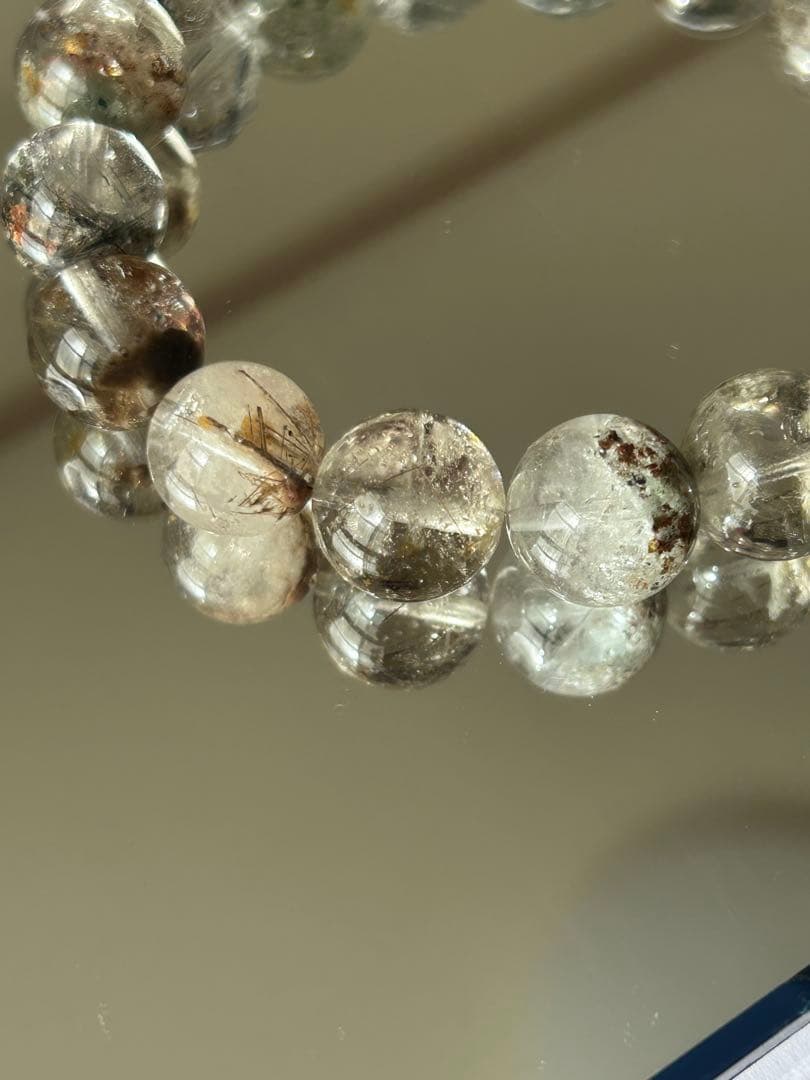 高品質 針たっぷり ガーデンルチルクォーツ ブレスレット 12mm 内径17cm