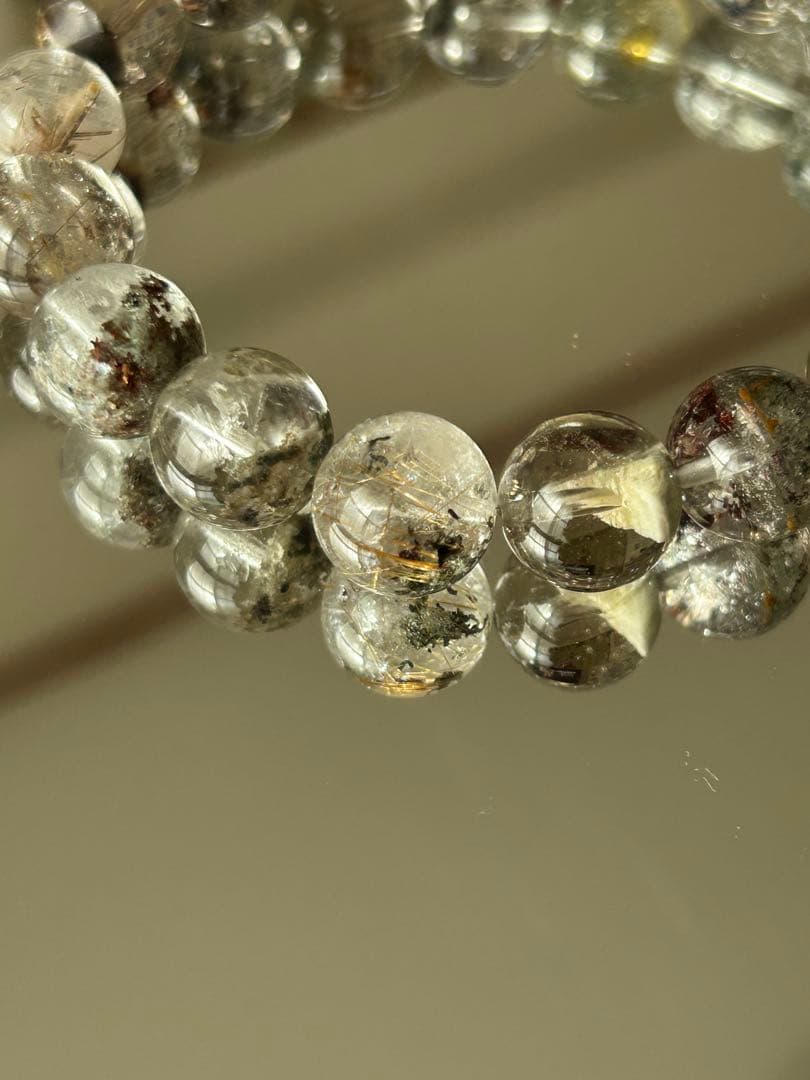 高品質 針たっぷり ガーデンルチルクォーツ ブレスレット 12mm 内径17cm