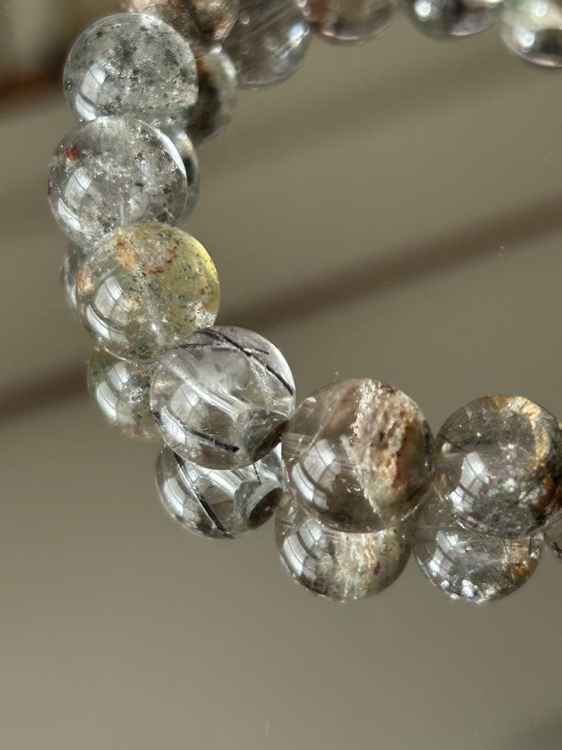 高品質 針たっぷり ガーデンルチルクォーツ ブレスレット 12mm 内径17cm