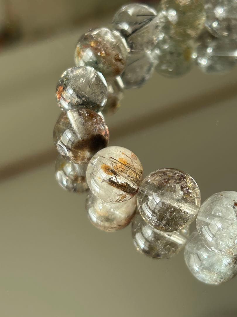 高品質 針たっぷり ガーデンルチルクォーツ ブレスレット 12mm 内径17cm