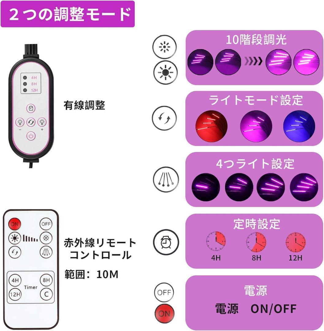 高効率LED植物成長ライト 自動タイミング機能・10段階調光・360°調節可能