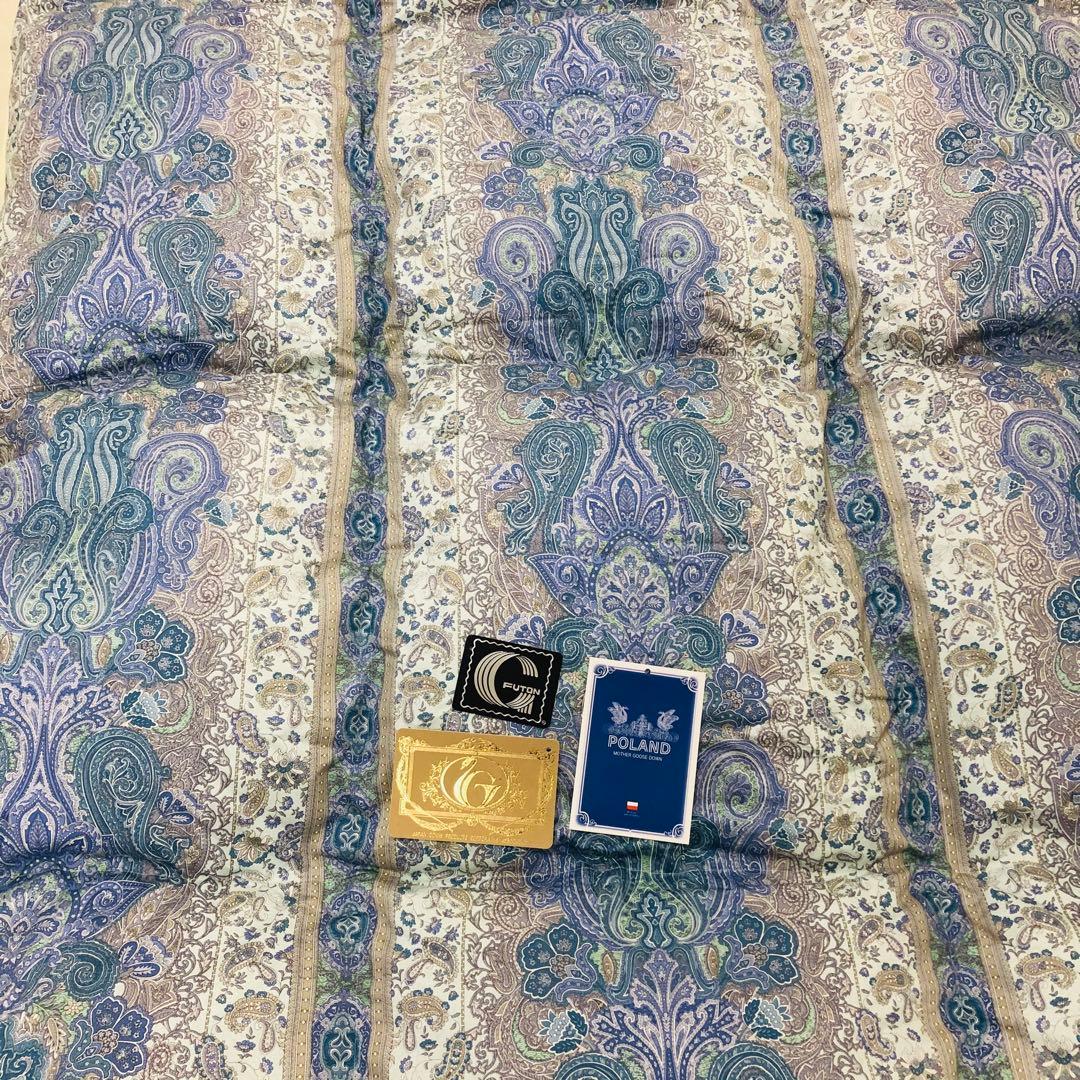 羽毛布団 セミダブル ポーランド産ホワイトマザーグース 日本製sk6492ブルー