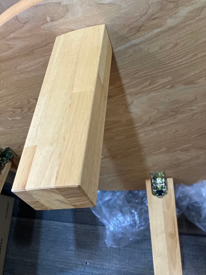 座卓 120 リーフ型 楕円　天然木 ナチュラル色　楡　ジブリ風　折りたたみ