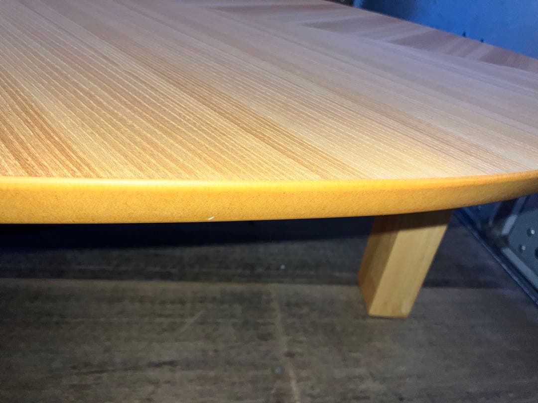 座卓 120 リーフ型 楕円　天然木 ナチュラル色　楡　ジブリ風　折りたたみ