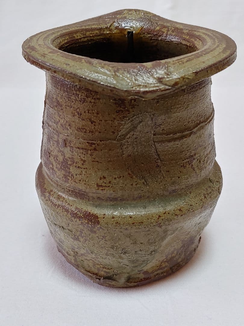 美濃雅山窯 灰釉掛花入 中島正雄作