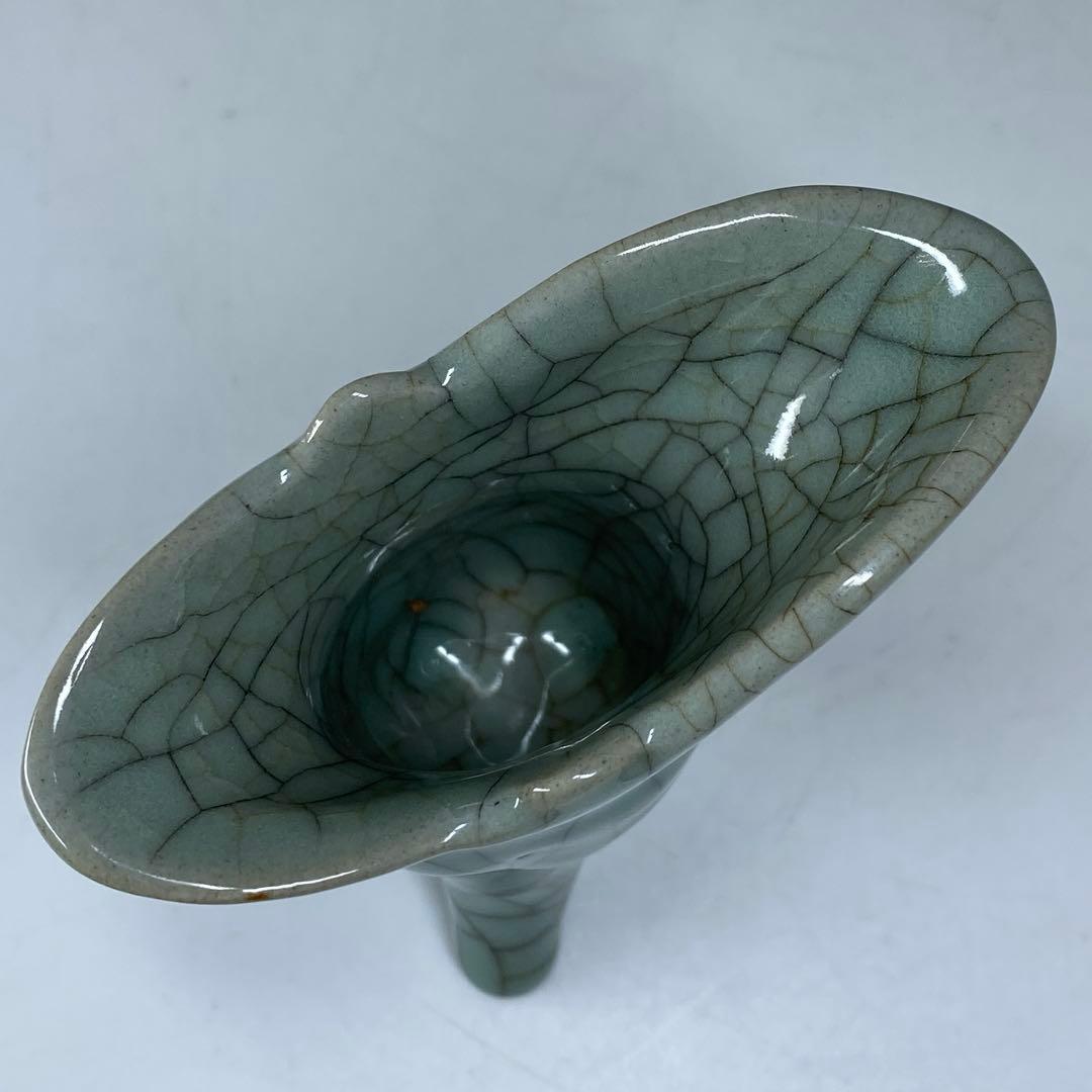 専用 中国古窯 哥窯青磁ひび焼 爵 高さ9.5㎝ 東な7-0329☆2F - メルカリ